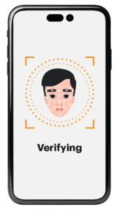 A mobile phone showing a face identity verification